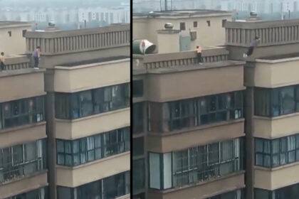 2 children did a deadly stunt on the rooftop of the apartment