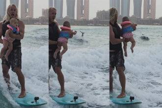 Dad took infant surfing