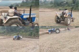 Kids Riding Tractor with High Speed