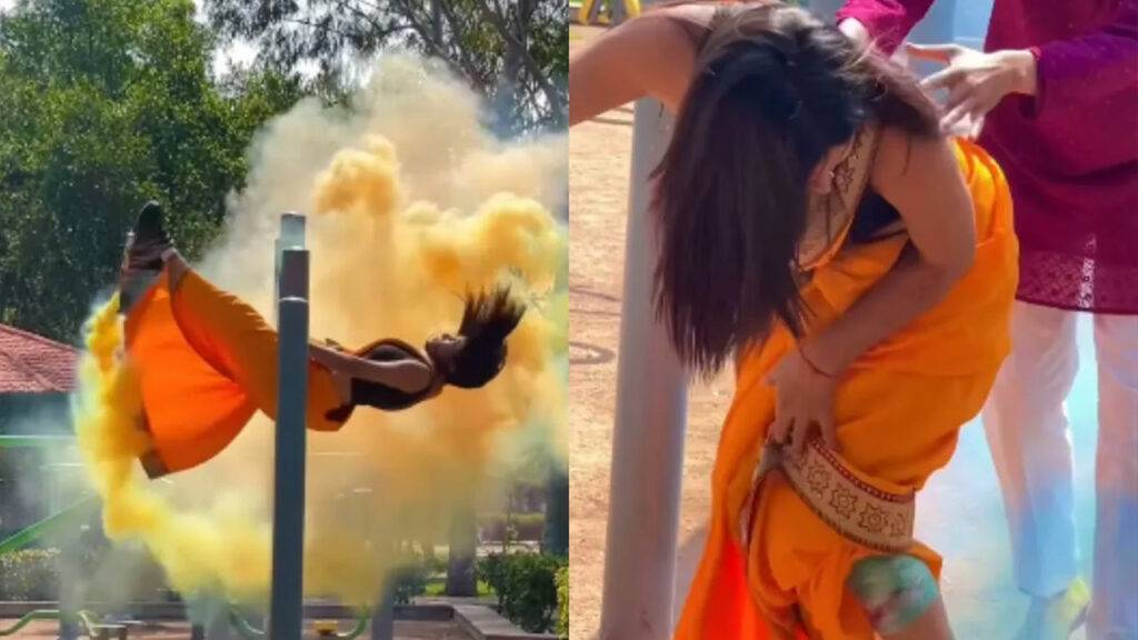 Saree caught fire during