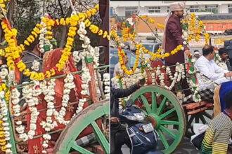 A Viral Video shows a bride and groom in Desi style